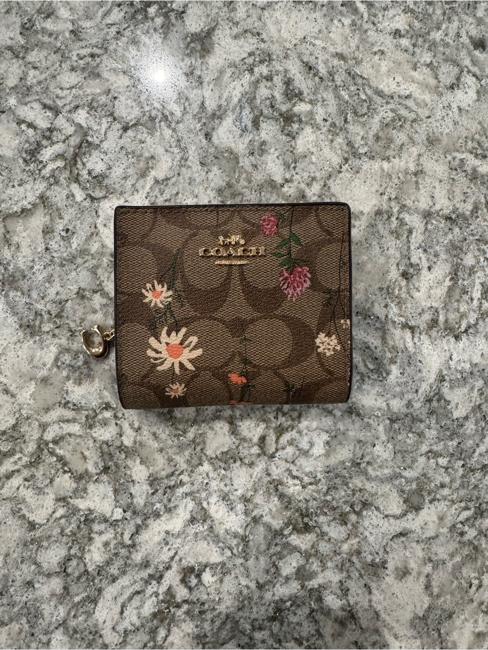 Coach Snap Wallet In Signature Canvas With Wildflower Print